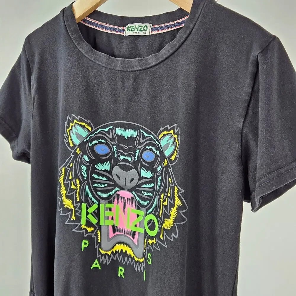 Kenzo Tiger Motif Girl's‎ Jersey Black Dress Sz 12 | FLAWS | PLAY CONDITION